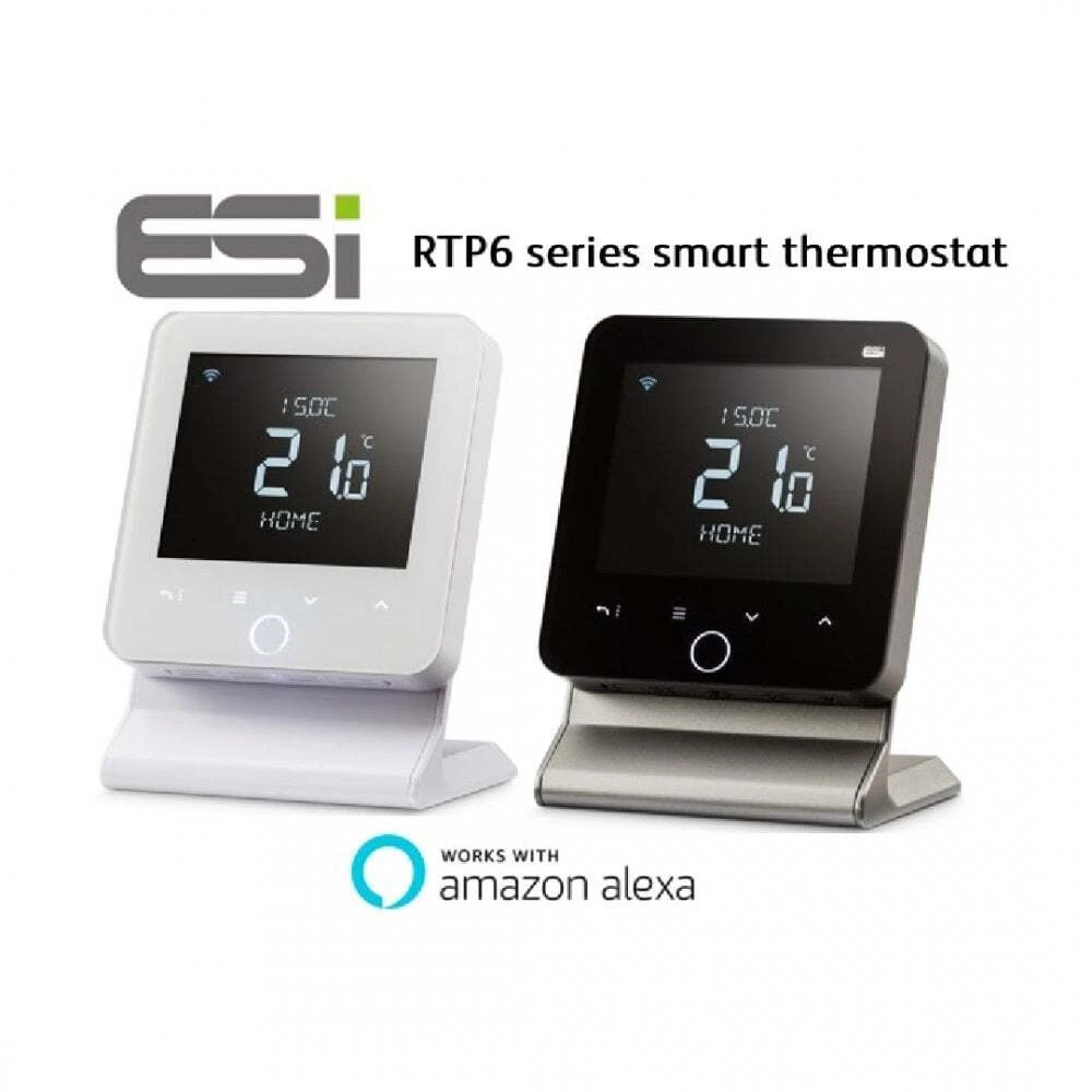 ESI Smart Device Wireless Programmable Room Thermostat u0026 Stand White  ESRTP6WHW-W 753677551572 | eBay