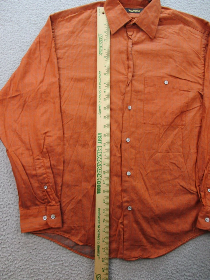 Bachrach Button Up Shirt Men's Small Long Sleeve Burnt Orange Windowpane Cotton - Image 3 of 4