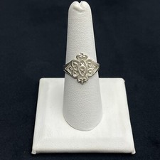 Ornate Cut Out Sleek High Polished Sterling Silver Everyday Ring Size 7