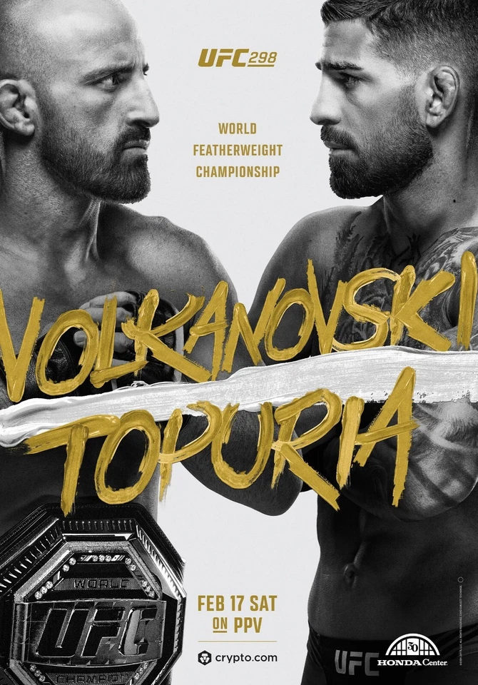 Fight Poster UFC 298 Alexander Volkanovski vs Ilia Topuria 11X16 Whittaker Costa