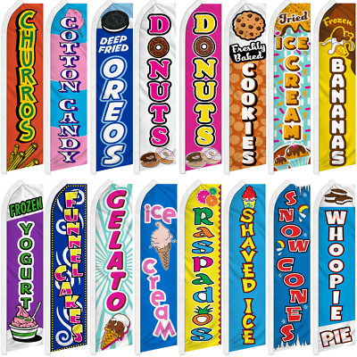 Desserts Advertising Feather Flag Swooper Flutter Banner Ice Cream Donuts Froyo