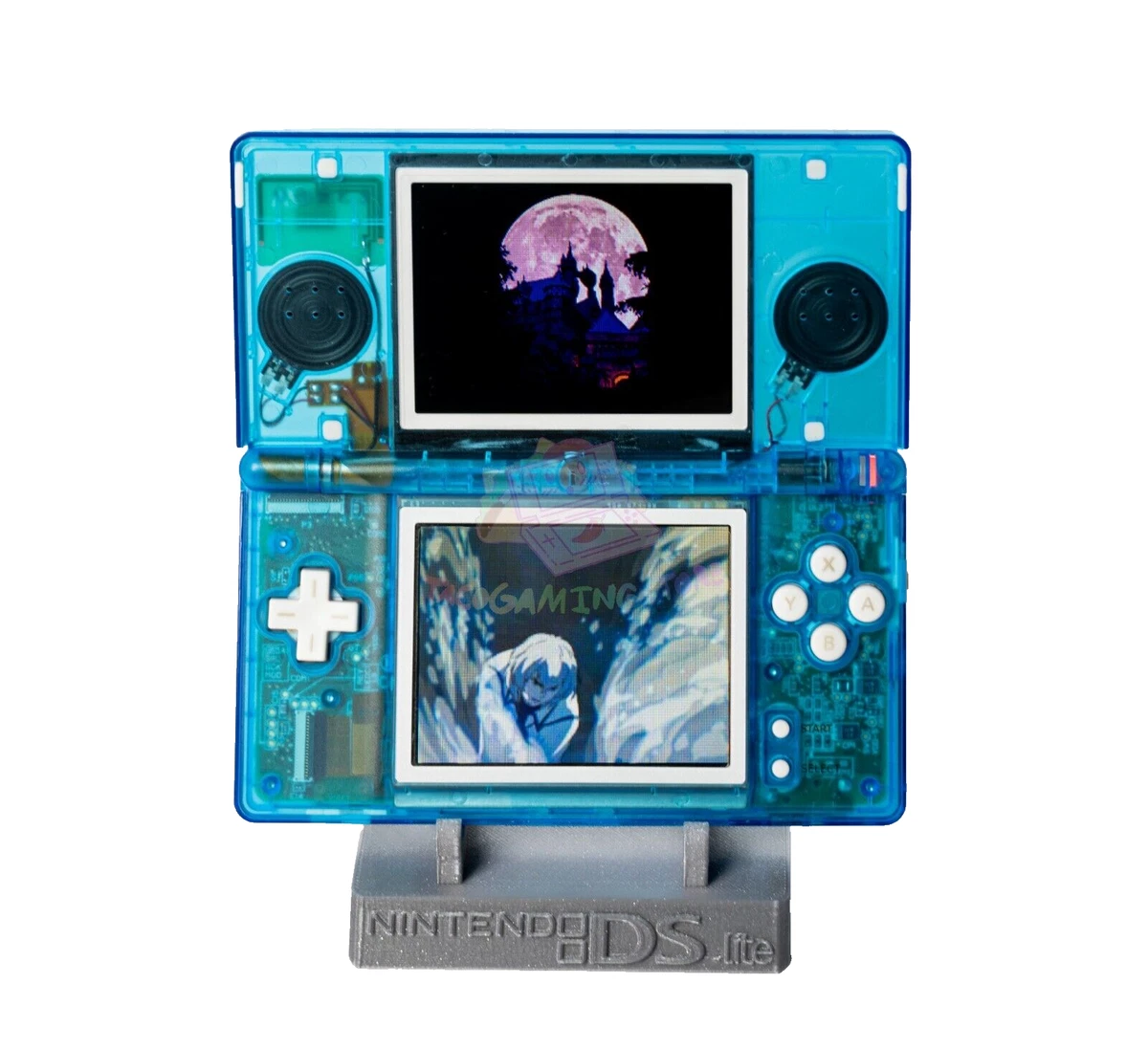 Nintendo DS Lite console blue Custom Transparent Edition with white buttons