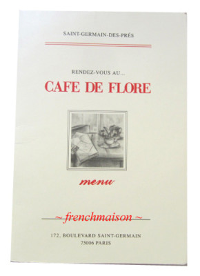 Cafe de Flore St Germain Des Pres Most Famous Paris Cafe Collector Item MENU