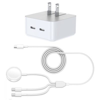 For Apple iPhone iWatch USB Type C Magnetic Charger 35W Dual Port Power Adapter