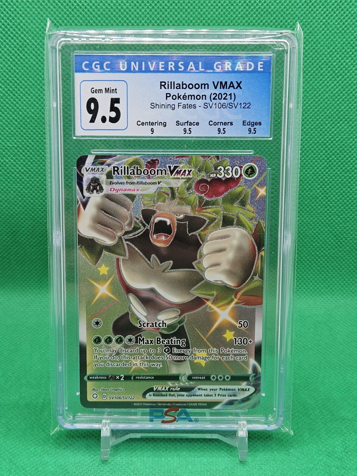 2021 Pokemon Shining Fates Rillaboom VMAX SV106/SV122 CGC 9.5 With Sub Grades