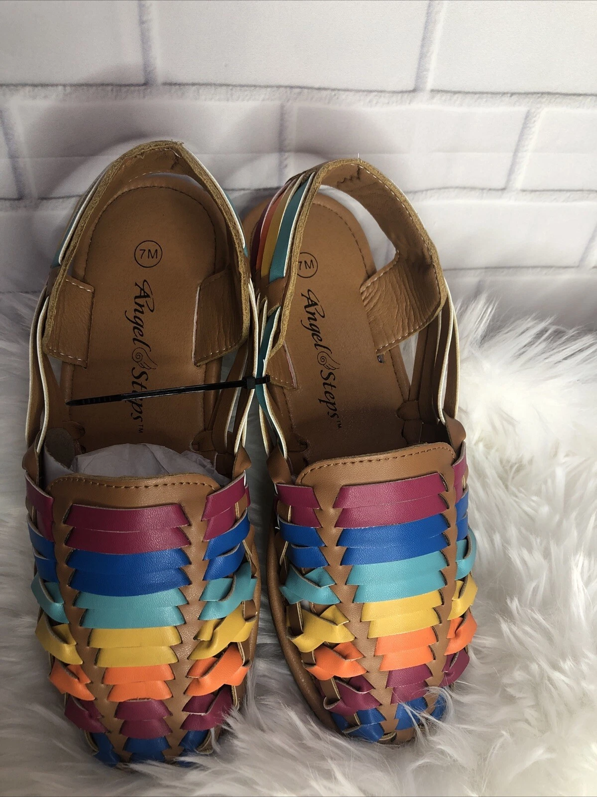New - Womens Angel Steps Huraches Multi Color size 7 Summer Travel Beach Shoes