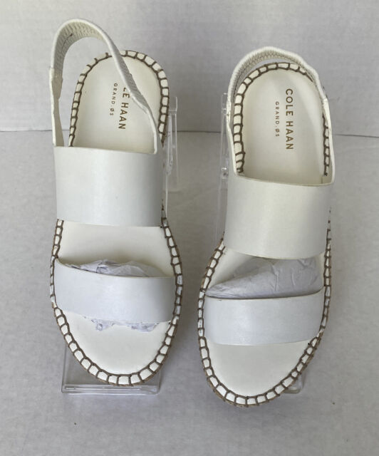 Cole Haan White Leather Cloudfeel Espadrille Sandals Size 8.5 for 