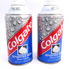 Lot of 2 Colgate Sensitive Skin Shave Cream 11 oz Blue Can shaving