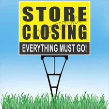 18"x24" STORE CLOSING Outdoor Yard Sign & Stake Sidewalk Lawn Business Big Sales