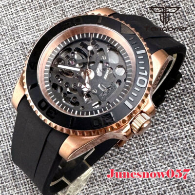 Diver 200m Waterproof NH72 40mm Automatic Men Skeleton Watch Grey Brushed Insert