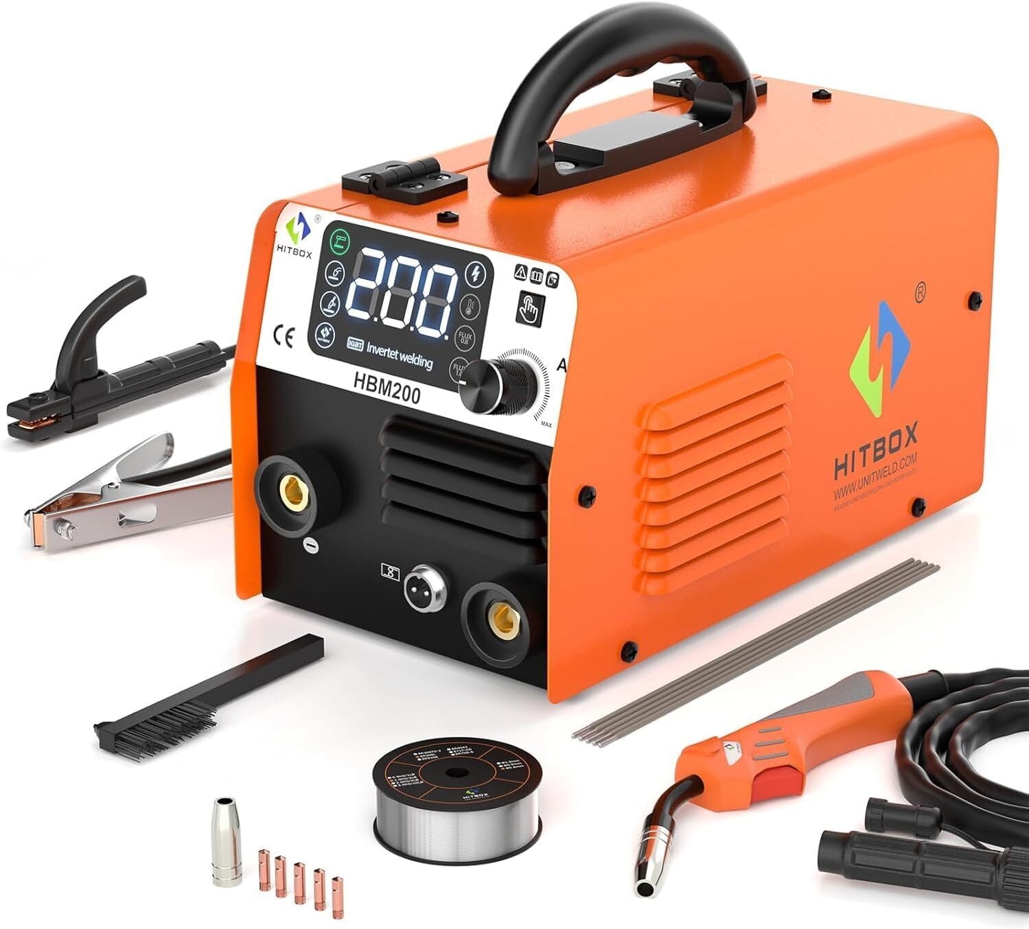 Poste à souder MIG sans gaz 200A 230V compact à fil fourré et ARC