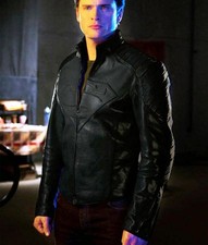 Black Real Leather Superman Smallville Motorc...