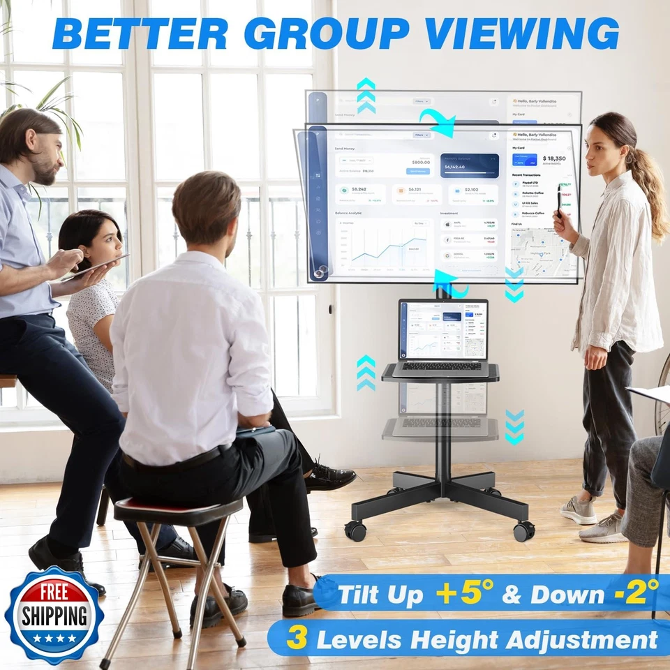 Soporte de TV móvil Rfiver para televisores de pantalla plana/curvada LED LCD de 23-60 pulgadas Foto 4 de 4