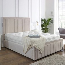 New Manor Bed Frame with Ottoman Storage and Mattress Upholstered Plush Velvet