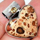 Heart - Leopardite Jasper & Citrine 925 Sterling Silver Pendant SDP151862