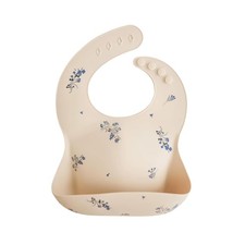 BRAND NEW MUSHIE SILICONE BABY BIB ADJUSTABLE WATERPROOF LILAC FLOWERS BPA FREE