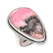 Natural Rhodochrosite Gemstone 925 Sterling Silver Jewelry Ring Size 7.5 Gift y3