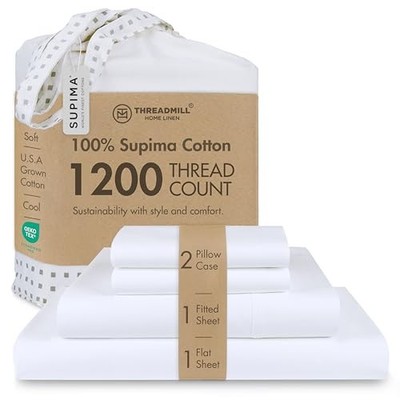 Threadmill 100% American Certified Supima Cotton Sheets King Size - 1200 Count