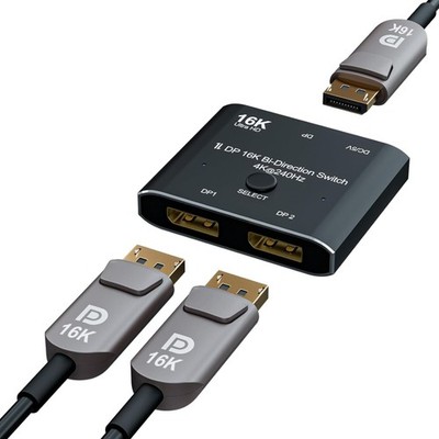 Displayport Switch 2x1 16K@60Hz 4K@240Hz Bi-Directional für große Bildschirme
