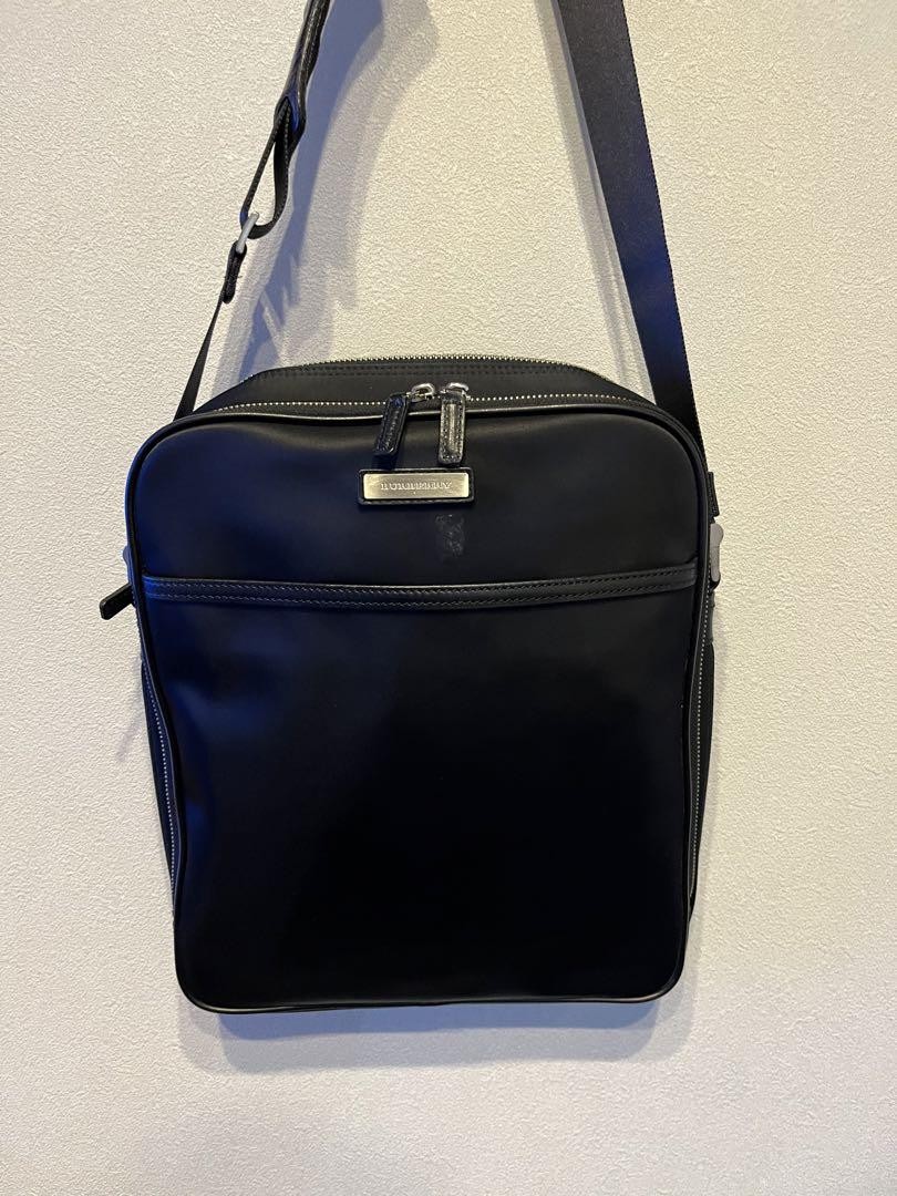 Burberry Shoulder Bag Nova Check Crossbody Black Nylon Zipper From