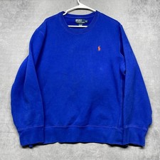 Polo Ralph Lauren Crewneck Sweatshirt Mens XL Blue Cotton Fleece Lined Pony Y2K