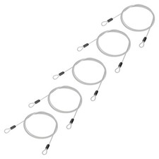5 Pcs 1/8" Dia 7 ft (79") Vinyl Coated Stainless Steel Cable with Loops, Clear