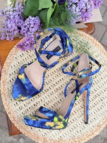 Women Sweet Shoes Heels Navy Textile 38