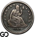 1840-O Seated Liberty Quarter, No Drapery, Choice VF++, Tougher Type Piece