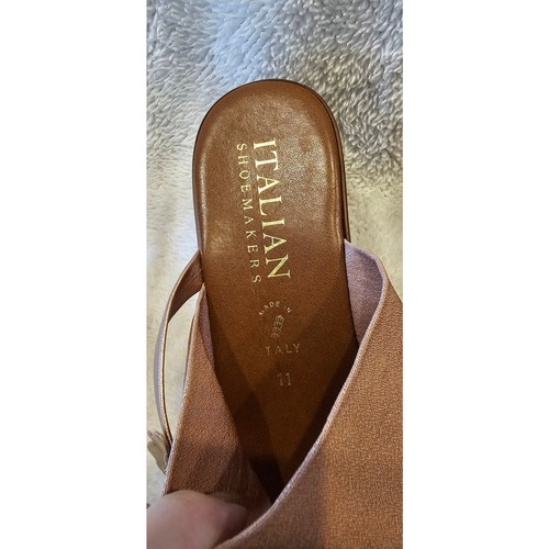 Italian Shoemakers Double Strap Karis Wedge Sandals Women Size 11 Brown Metallic - Picture 3 of 6