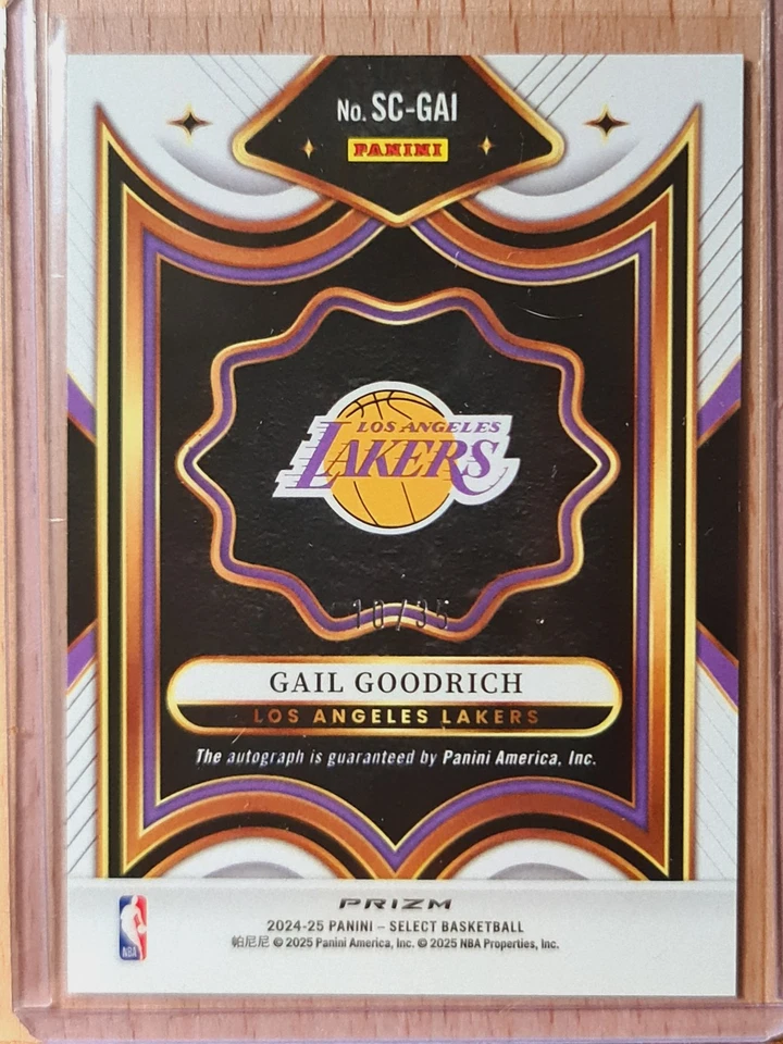Gail Goodrich #SC-GAI #10/35 2024-25 Select Signatures Green Mojo Prizm P0236A - Изображение 2 из 2
