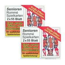 4 x 55 Blatt Senioren Rommé Spielkartenset Spielkarten Kartenspiel Skat Canasta