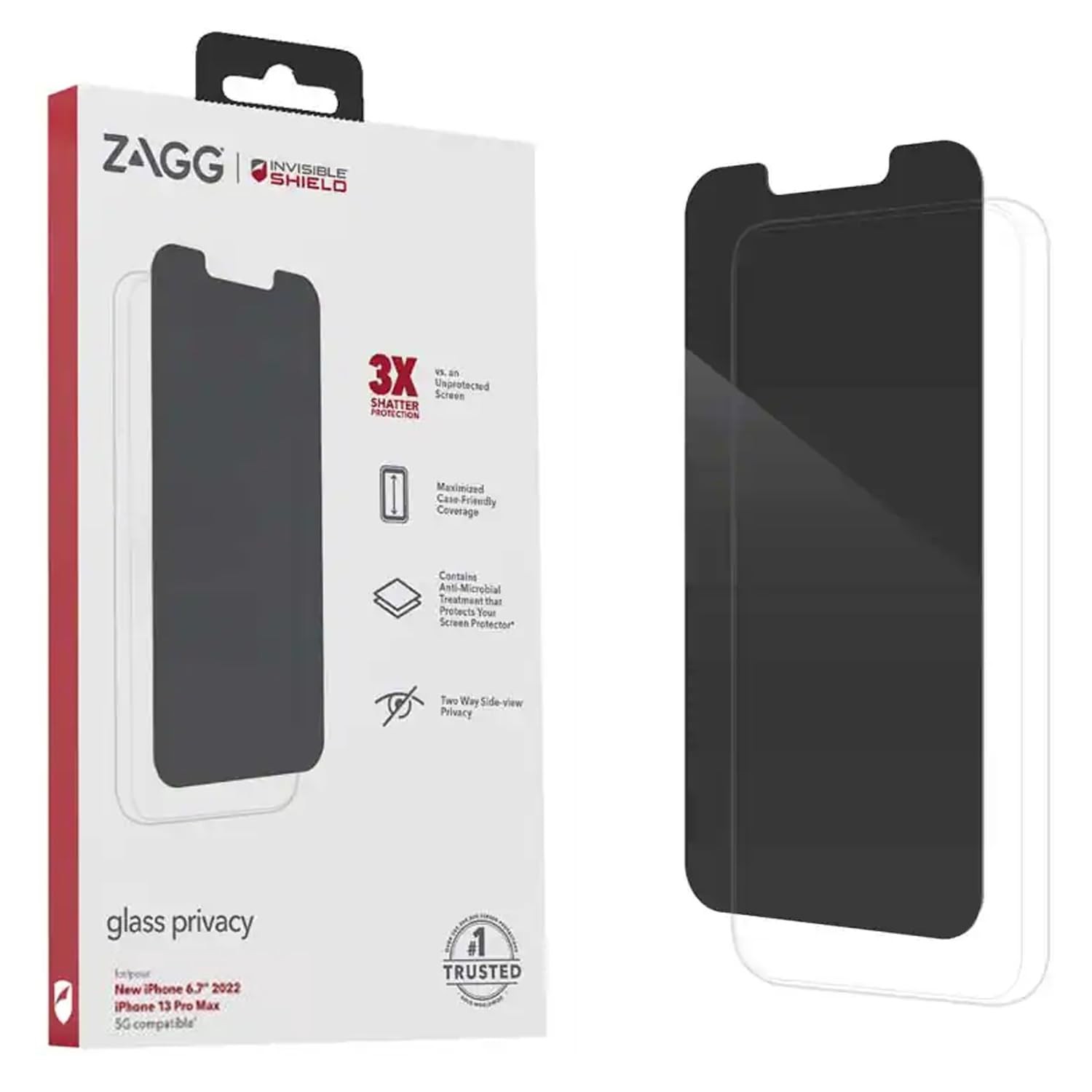 ZAGG InvisibleShield Glass Privacy Screen Protector for iPhone 13 PRO MAX –