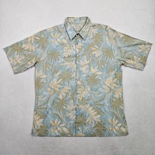Tori Richard Men's Aloha Honolulu Button Up Shirt Size L Blue Tropical USA Made