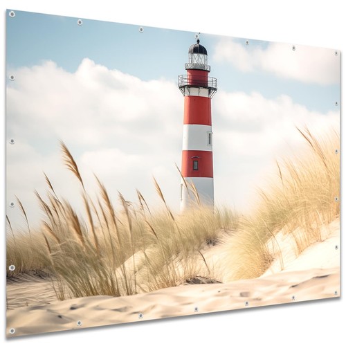 Sichtschutz Garten Zaun Doppelstabmatten Motiv Banner Leuchtturm Strand Düne - Bild 10 von 11