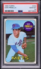 1969 Topps #343 Dan Frisella PSA 10 GEM MINT Danny New York Mets POP 5 FREE SHIP