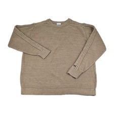 Columbia Sweater Mens XL Brown Tan Ribbed Knit Cotton Crewneck Pullover Casual