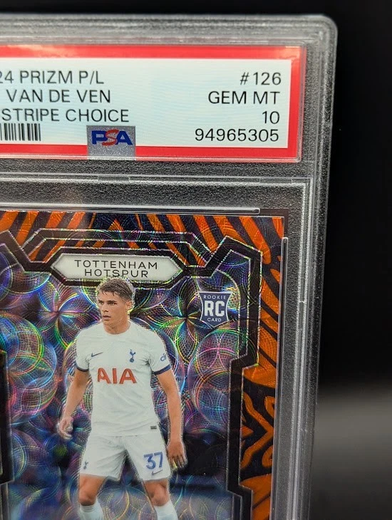 Mickey Van De Ven Tiger Stripe Choice PSA 10 - Raro Novato Tottenham Hotspur RC Foto 4 de 4