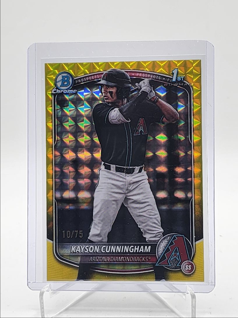 KAYSON CUNNINGHAM 2025 BOWMAN CHROME DRAFT 1ST YELLOW GEOMETRIC /75 Q4290