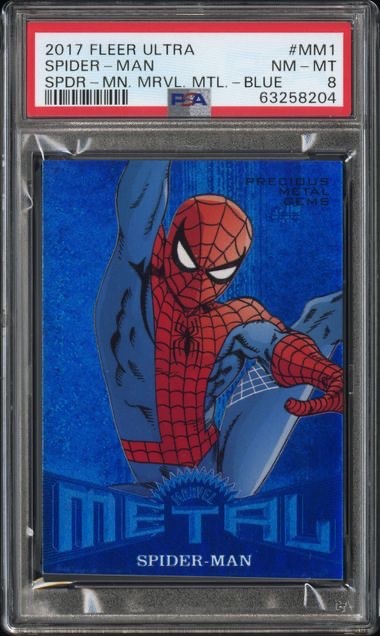2017 Marvel Fleer Ultra Spider-Man Blue Precious Metal Gems PMG MM1 44/49