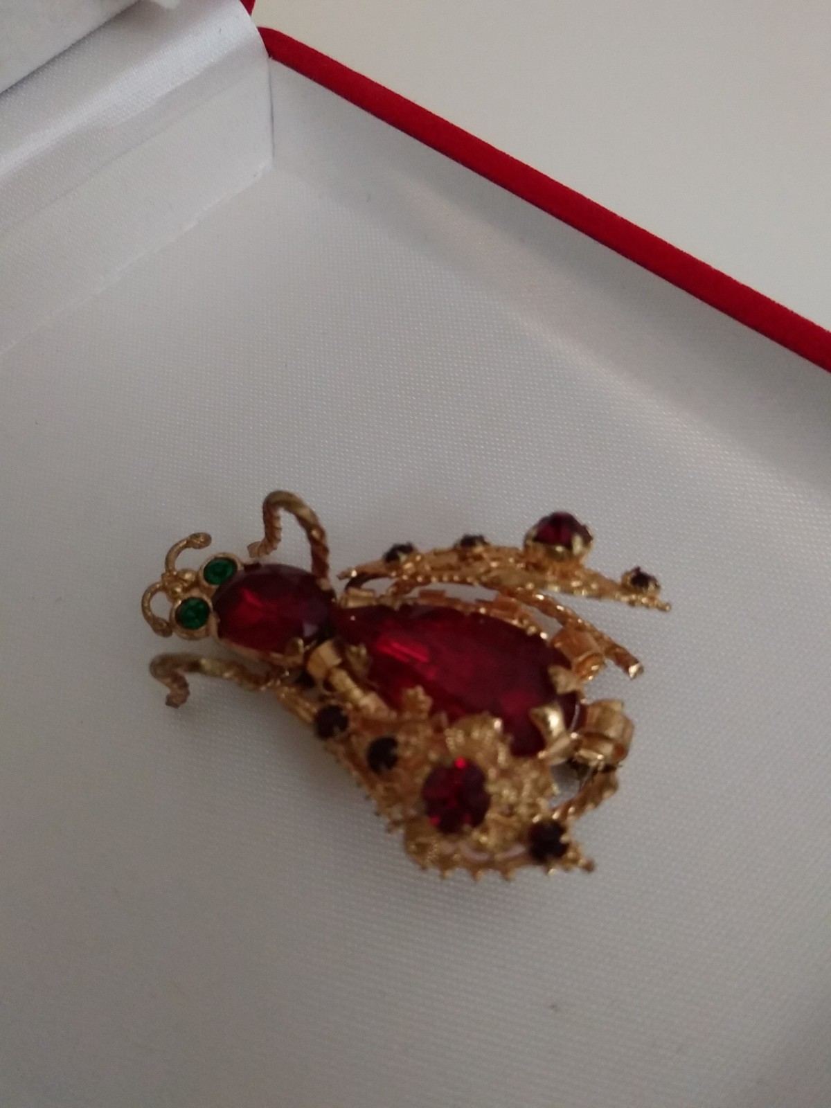 Insect Brooch - Rhinestone Ruby Vintage Brooch - image 1