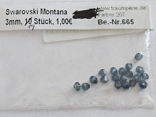 19 Swarovski Doppelkegel 3 mm Montana der Fa. Traumperle