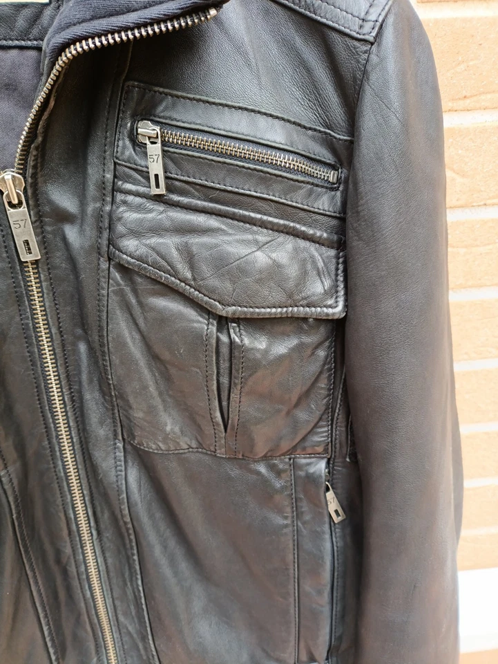 Giubbotto Pelle Chevignon Vintage  M Bomber Vera Pelle Nero  - Imagen 3 de 4