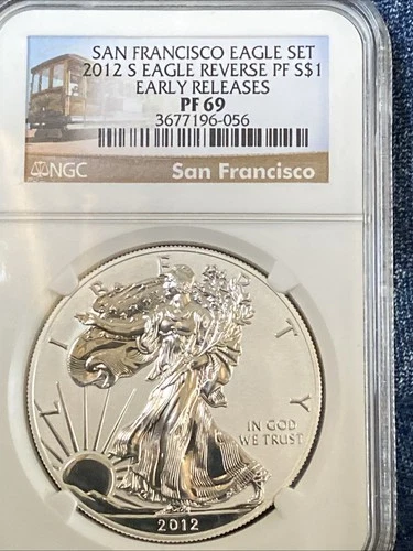 2012-S American Silver Eagle NGC Reverse PF69 FR Trolley Label - ✪COINGIANTS✪