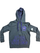 Disney Haunted Mansion Womens Gray Zippered Hoodie w/ Purple Print Size XS NWT