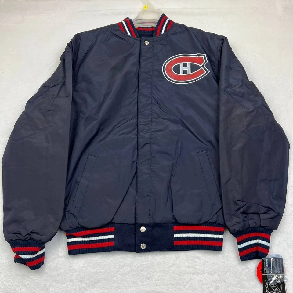 Vintage Montreal Canadiens Varsity Jacket Men M Navy Blue JH Design Reversible - Image 3 of 4