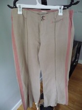 VINTAGE ITALIAN LINEN COTTON BLEND VERY WIDE LEG BEIGE AND PINK PANTS SIZE12