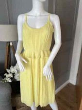 MONSOON Dress UK  8 Yellow Strappy Pleated Summer Occasion Party 