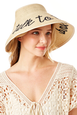 ScarvesMe Women's Talk to the Sand Roll Up Foldable Straw Visor Sun Hat