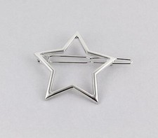 Silver star barrette outline shape metal hair clip barrette silver shiny clip