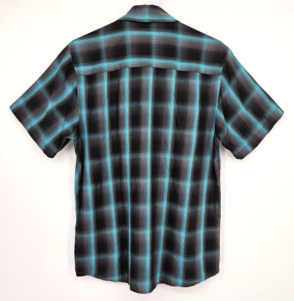 DIXXON Flannel Fifth Ave Short Sleeve Shirt Bamboo Blend Black Blue ...